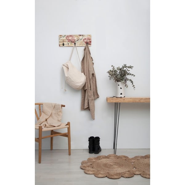 Sienas pakaramais no priedes koka Tierra Bella White Flowers, 50 x 20 cm-image-1