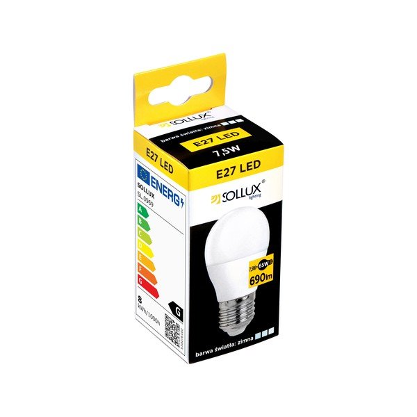 Neitrāla LED spuldze ar E27 spuldžu ietveri, 7,5 W – Sollux-image-1