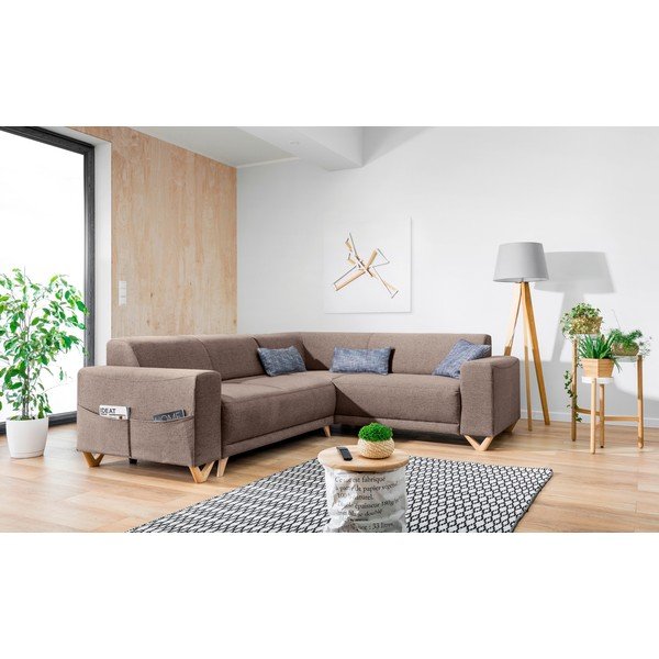 Brūns salokāms/ar uzglabāšanas vietu stūra dīvāns (ar labo stūri/L veida) Classy Sophie – Miuform-image-3