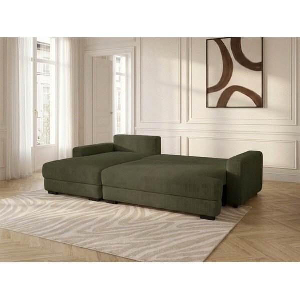 Zaļš velveta salokāms/ar uzglabāšanas vietu stūra dīvāns (ar kreiso stūri/ar zvilni) Campi – Bobochic Paris-image-3