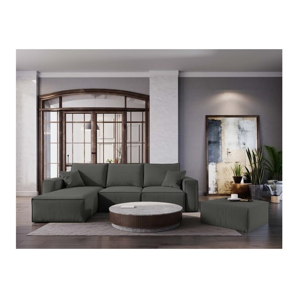 Tumši pelēks pufs Cosmopolitan Design Miami, 65 x 65 cm-image-3