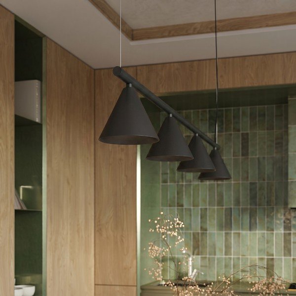 Melna tērauda piekaramā lampa Zylo – Sollux-image-4