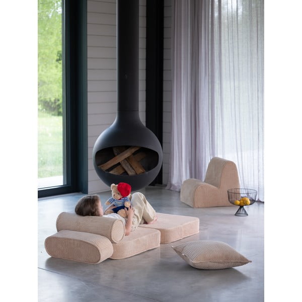 Gaiši brūns velveta bērnu atpūtas krēsls Flip – Wigiwama-image-4