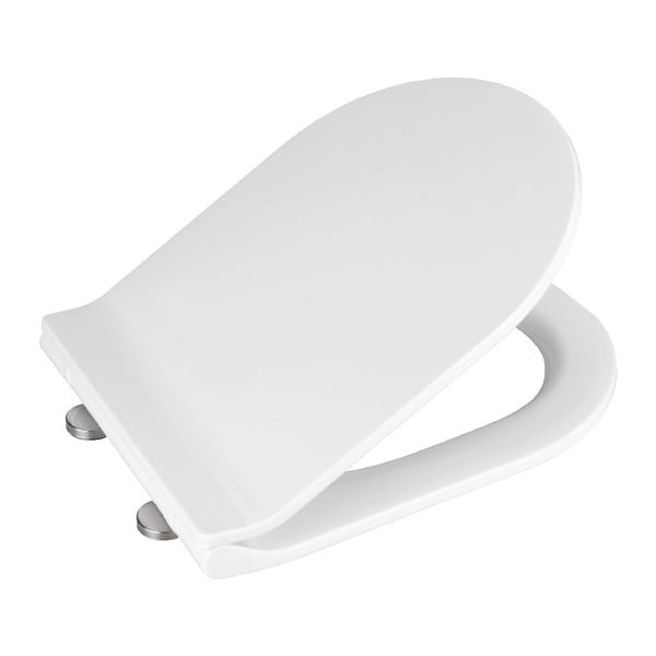 Balts tualetes poda sēdeklis ar vieglu aizvēršanu Wenko Habos, 46 x 36 cm-image-3