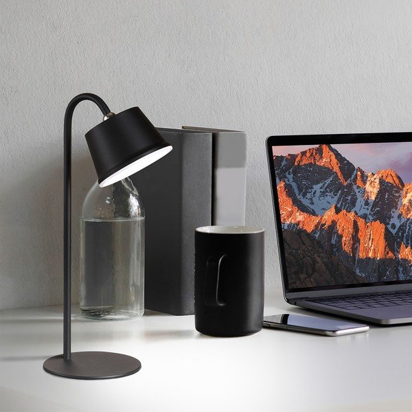 Melna LED galda lampa ar metāla abažūru (augstums 34 cm) Voet – Fischer & Honsel-image-1