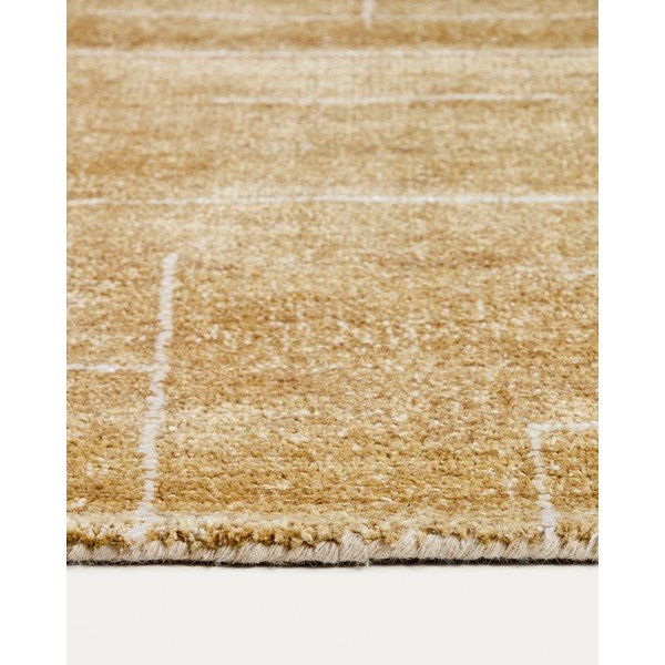 Sinepju dzeltens ar rokām darināts paklājs 200x300 cm Eloda – Kave Home-image-4