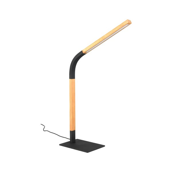 Melna/dabīga toņa LED galda lampa ar regulējamu spilgtumu un koka abažūru (augstums 73,5 cm) Norris – Trio-image-2