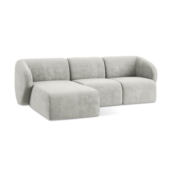 Gaiši pelēks stūra dīvāns no šenila auduma (ar kreiso stūri/ar zvilni) Lani – Makamii-image-4