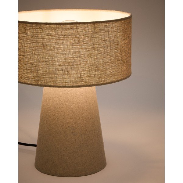Pelēkbēša galda lampa ar auduma abažūru (augstums 35 cm) Algaida – Kave Home-image-2