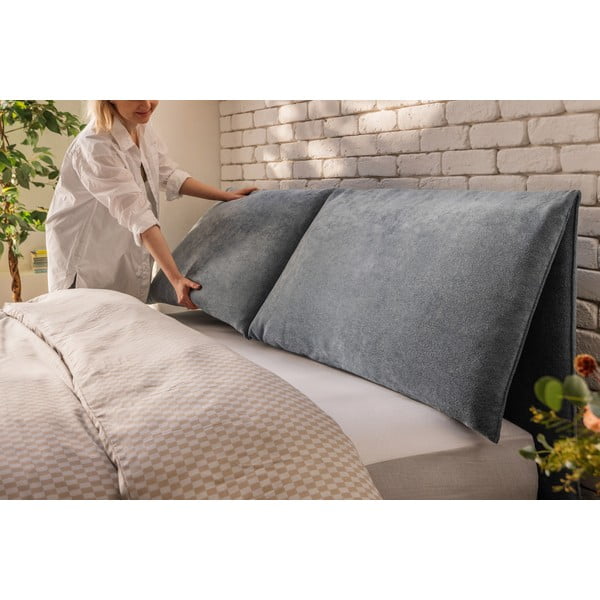 Zila polsterēta divvietīga gulta ar veļas kasti un redelēm 160x200 cm Thessa Pillow – Bonami Selection-image-3