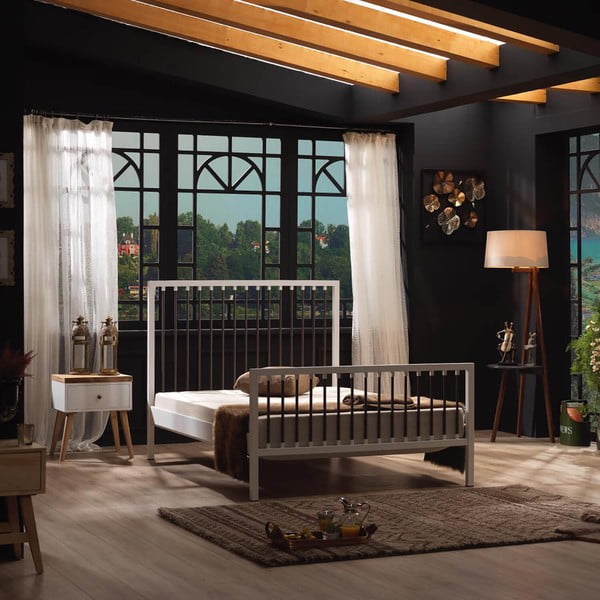 Balta metāla divvietīga gulta ar režģi 180x200 cm Breeze – Kalune Design-image-4