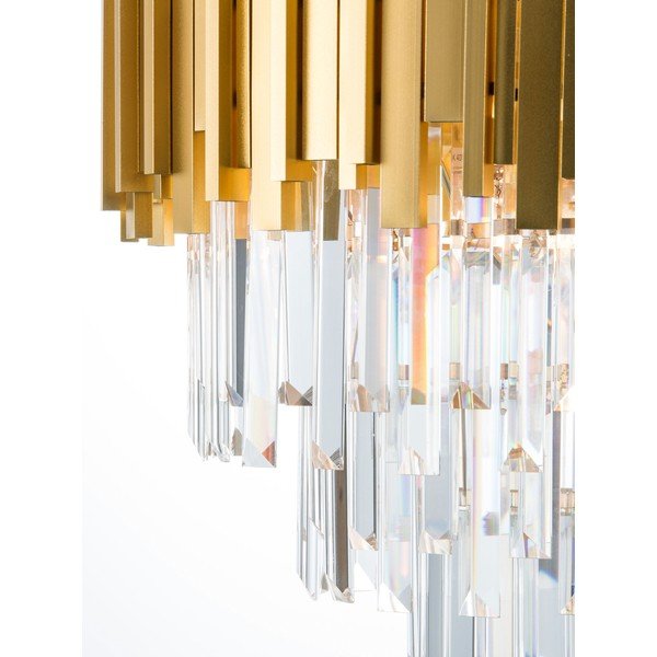 Zelta krāsas metāla piekaramā lampa ar kristāla abažūru ø 40 cm Grane – Nova Luce-image-3