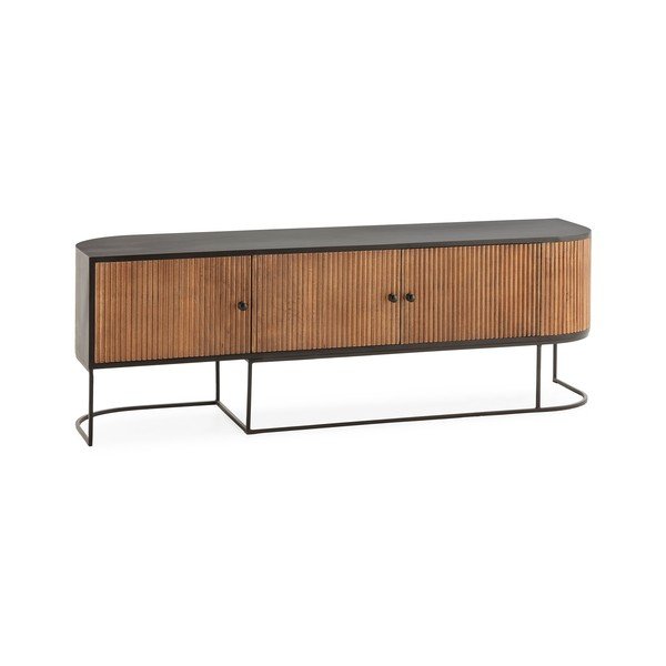 Dabīga toņa mango masīvkoka TV galdiņš 160x55x40 cm Curve – MOME