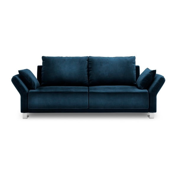 Tumši zils trīsvietīgs izlaižams samta dīvāns ar glabāšanas vietu Windsor & Co Sofas Pyxis