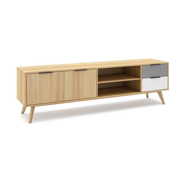 Dabīga toņa TV galdiņš no priedes 180x53 cm Elfa – Marckeric-image-3