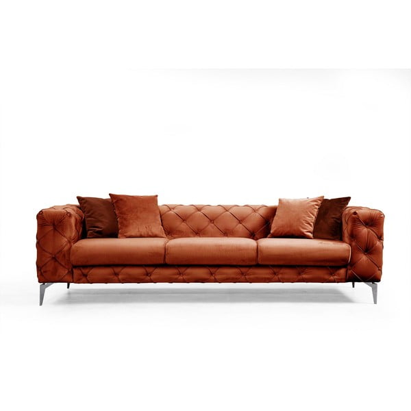 Oranžs samta dīvāns 237 cm Como – Artie