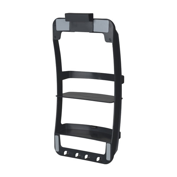 Melns plastmasas piekarināms vannas istabas plaukts ar uzstādīšanu bez urbšanas Universal – Wenko-image-3