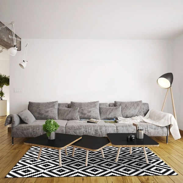 Izturīgs vinila paklājs Melns un balts, 140x200 cm-image-2