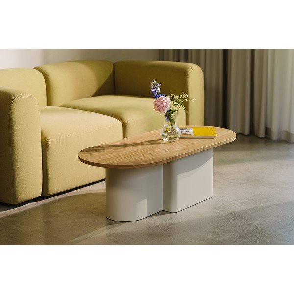 Bēšs žurnālgaldiņš ar ozolkoka imitācijas galda virsmu 50x115 cm Looi – noo.ma-image-1