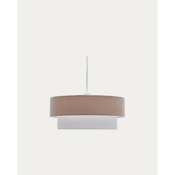 Balta/bēša piekaramā lampa ar auduma abažūru ø 40 cm Bianella – Kave Home-image-3