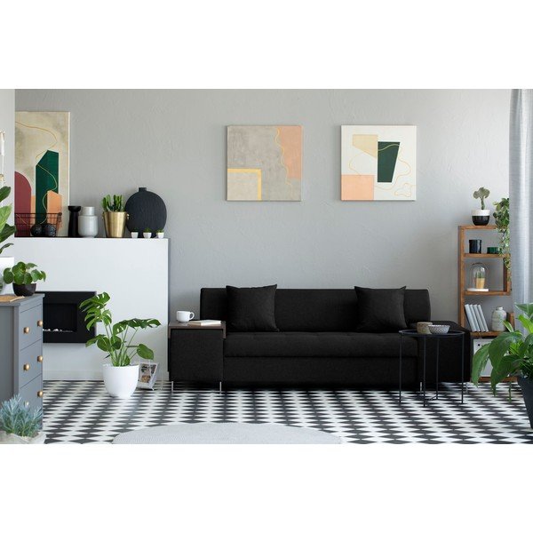 Melns dīvāns ar sudraba kājām Cosmopolitan Design Orlando, 220 cm-image-1