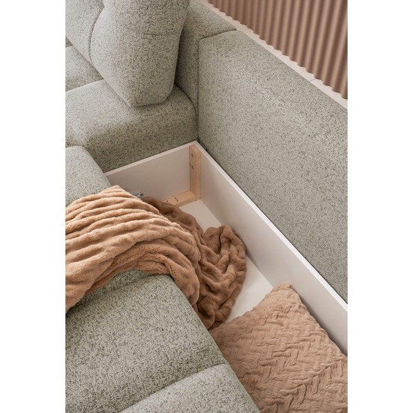 Gaiši brūns salokāms modulārais stūra dīvāns ar uzglabāšanas vietu (ar kreiso stūri) Lulu – Miuform-image-2