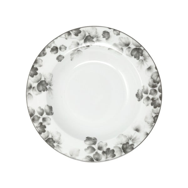 Balti/gaiši pelēki zupas porcelāna šķīvji (6 gab.) ø 22 cm Foliage gray – Villa Altachiara