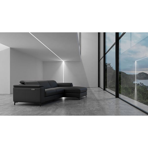 Tumši pelēks ādas stūra dīvāns (labais stūris) Brito – MESONICA-image-1