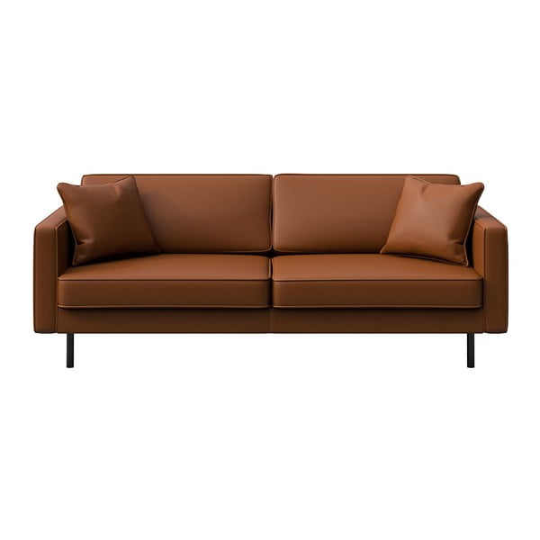 Konjakbrūns ādas dīvāns 207 cm Kobo – MESONICA