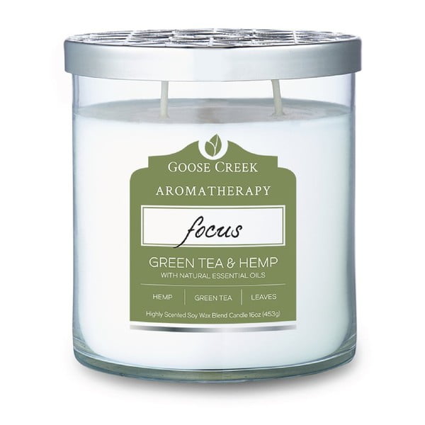 Aromatizēta svece stikla burciņā Goose Creek Hemp & Green tea, deg 60 stundas