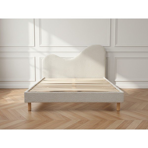 Bēša polsterēta polsterēta divvietīga gulta ar redelēm 160x200 cm Celina – Bobochic Paris-image-3
