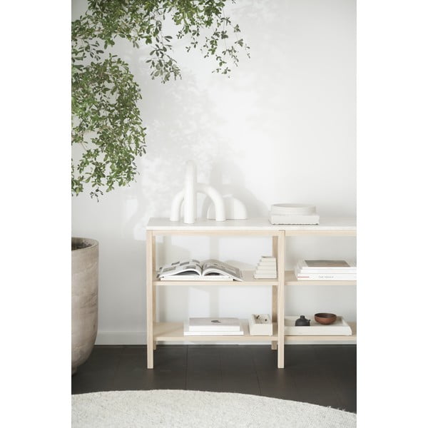 Brūns/bēšs  konsoles galds ar akmens virsmu 140x40 cm Orwel – Rowico-image-1