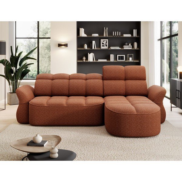 Terakotas oranžs samta salokāms/ar uzglabāšanas vietu stūra dīvāns (ar labo stūri/ar zvilni) Beneth – ELTAP-image-1