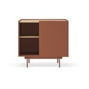 Ķieģeļu sarkana/dabīga toņa zema kumode ar ozolkoka imitāciju 90x78 cm Otto – Teulat