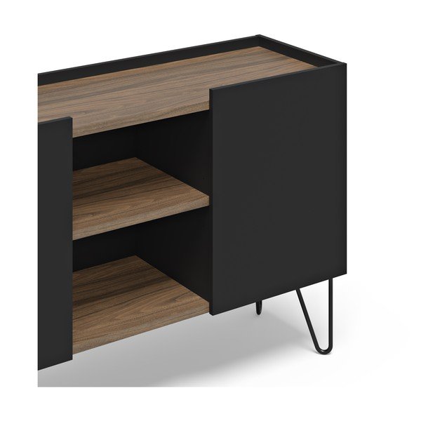 Melna/brūna zema kumode ar riekstkoka imitāciju 180x83 cm Nina – TemaHome-image-4