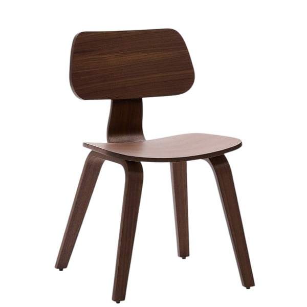 Tumši brūns pusdienu krēsls ar riekstkoka imitāciju Gena – Kave Home