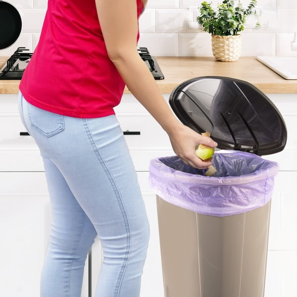 Brūna plastmasas atkritumu tvertne ar pedāli 30 l – Orion-image-2