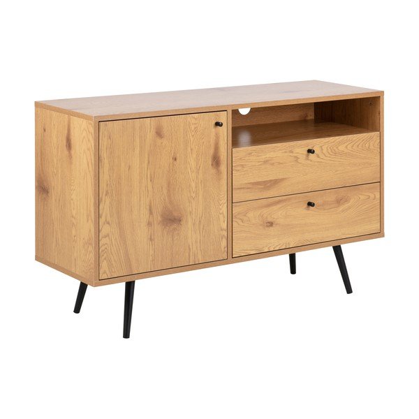 Melns/dabīga toņa TV galdiņš ar ozolkoka imitāciju 124x75 cm Wilma – Actona-image-2