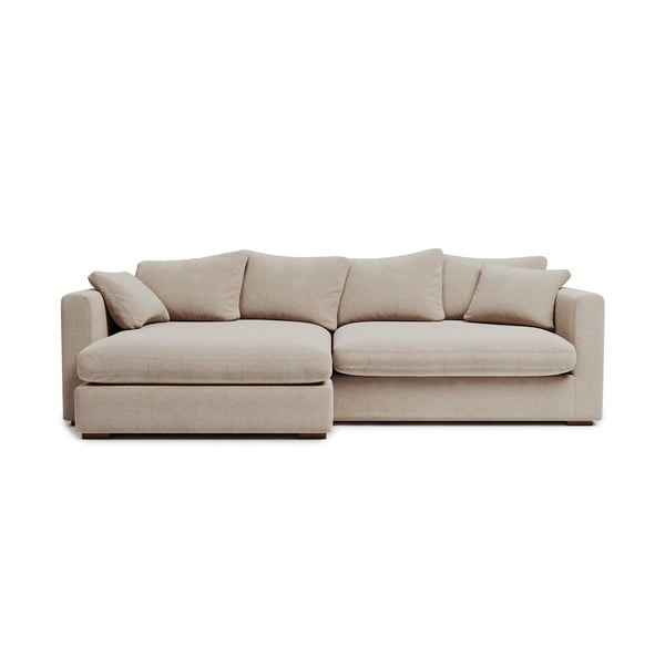 Krēmkrāsas velveta stūra dīvāns (kreisais stūris) Comfy – Scandic