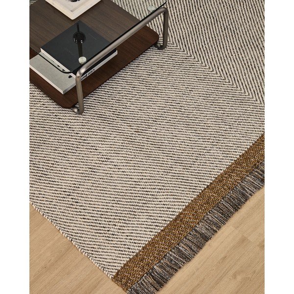 Krēmkrāsas ar rokām darināts vilnas paklājs 200x300 cm Brina – Kave Home-image-2