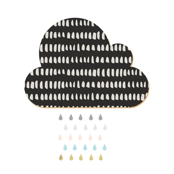 Dekoratīvs pašlīmējošs ziņojumu dēlis Dekornik Black Cloud With Pastel Drops, 57 x 40 cm