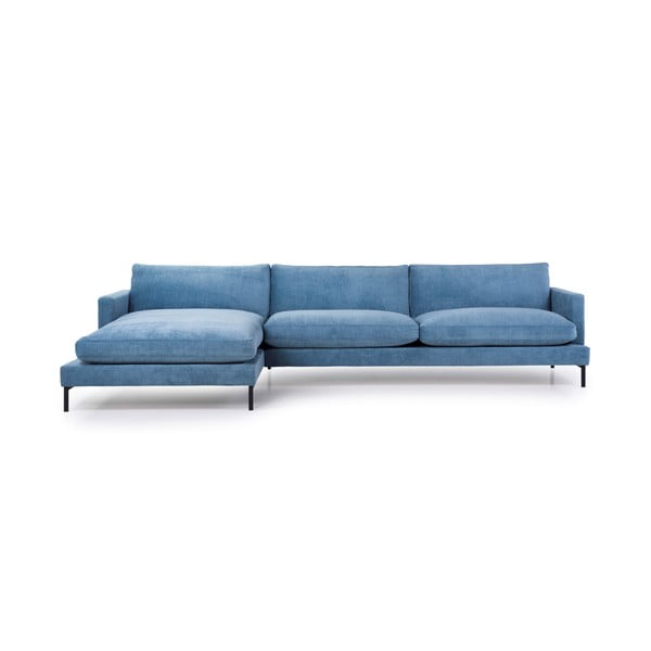 Gaiši zils stūra dīvāns Scandic Leken, kreisais stūris