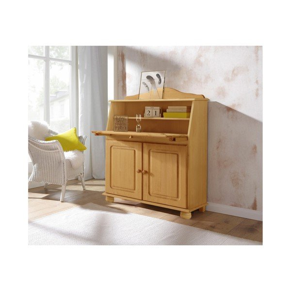 Dabīga toņa priedes masīvkoka augsta kumode ar atvilktņu skapi 107x39 cm Mette – Støraa-image-3