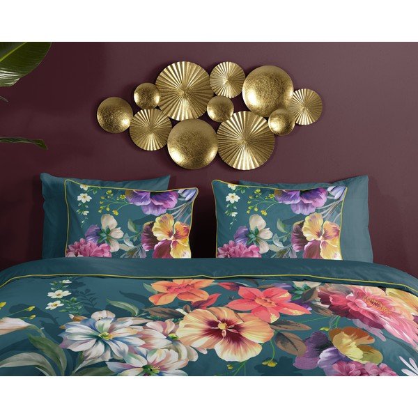 Zaļganzila divguļamā gultas veļa no kokvilnas satīna 240x220 cm Novara – Descanso-image-2