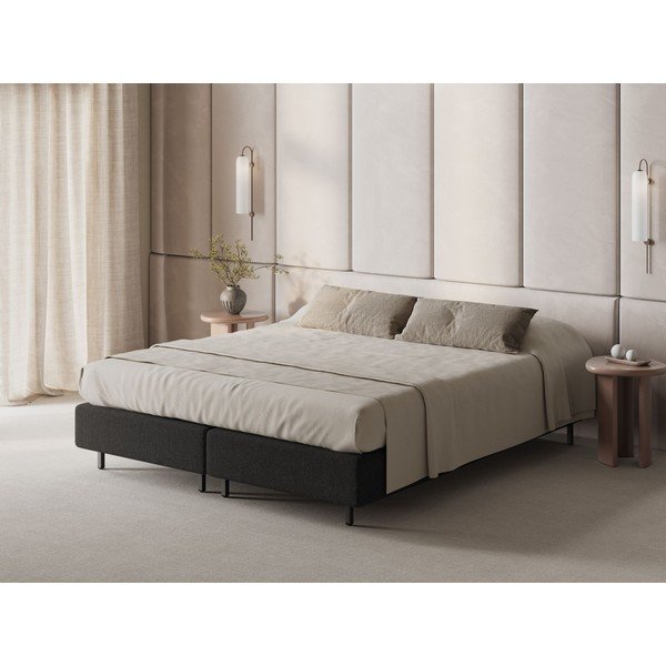 Melna polsterēta divvietīga gulta bez galvgaļa 160x200 cm Whale – Micadoni -image-1