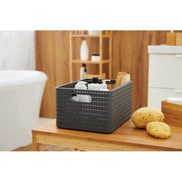 Tumši pelēks pārstrādātas plastmasas uzglabāšanas grozs Country – Rotho-image-4