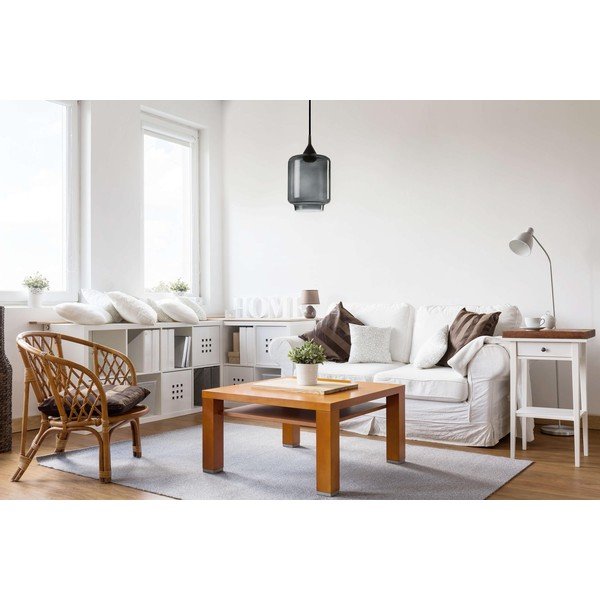 Melna piekaramā lampa ar stikla abažūru Tierra Bella Ambar, ø 20 cm-image-1