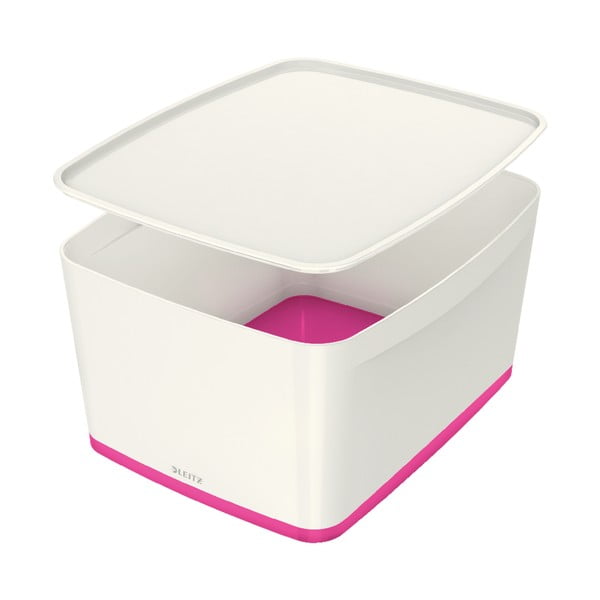 Balta/rozā plastmasas uzglabāšanas kaste ar vāku 32x38.5x20 cm MyBox – Leitz
