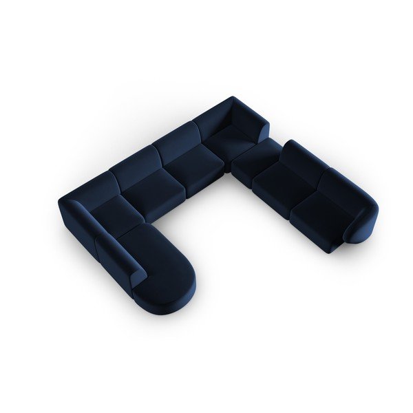 Zils samta stūra dīvāns (ar labo stūri/U veida) Paolo – Milo Casa-image-1