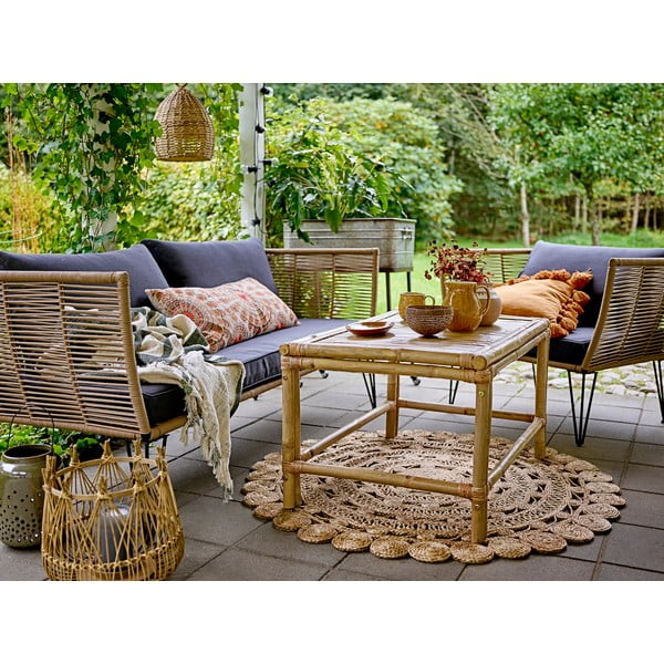 Oranžs kokvilnas dekoratīvais spilvens Bloomingville Fringe-image-1